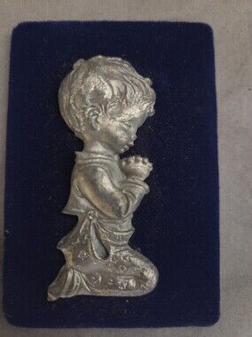 Pewter Boy Kneeling Prayer Wall Art - Home Art